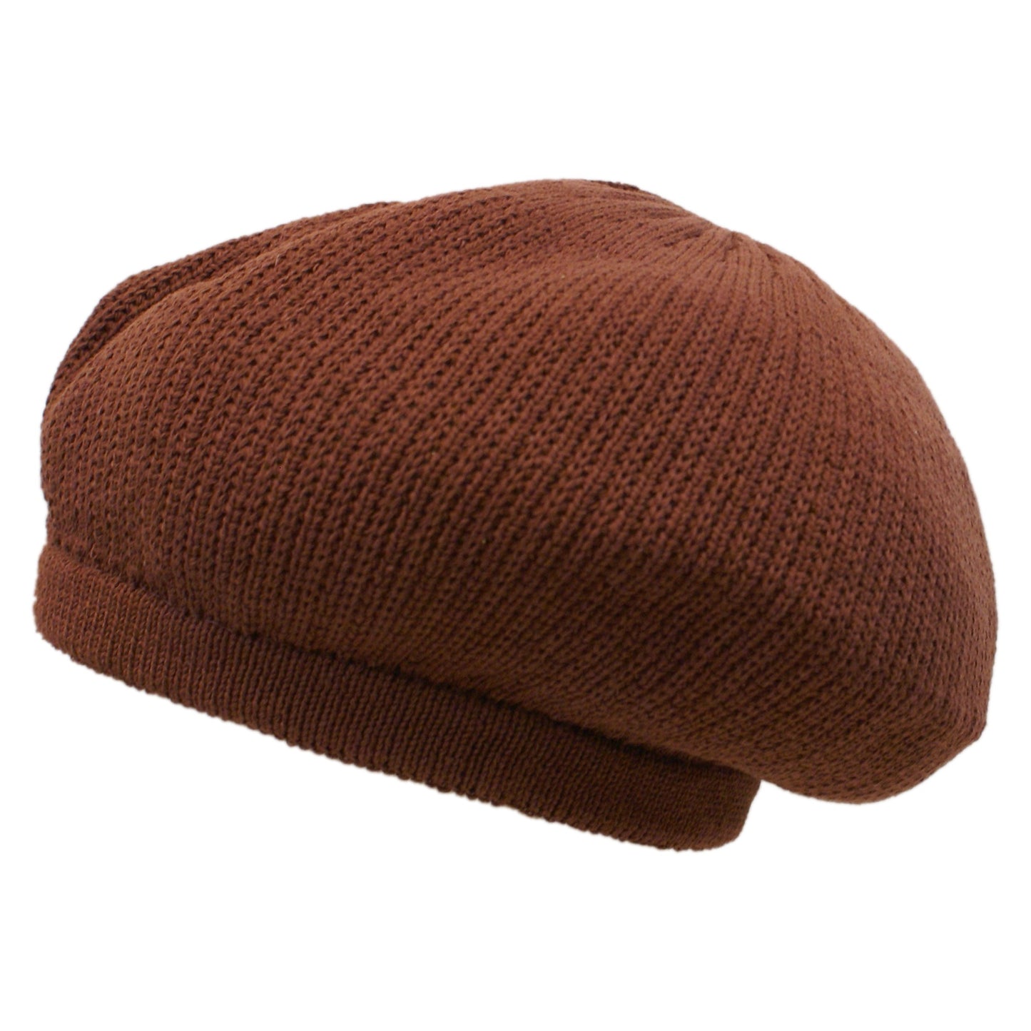 Shoe String King SSK Rasta Knit Tam Hat Dreadlock Cap (Large Round Solid Brown, Brimless)