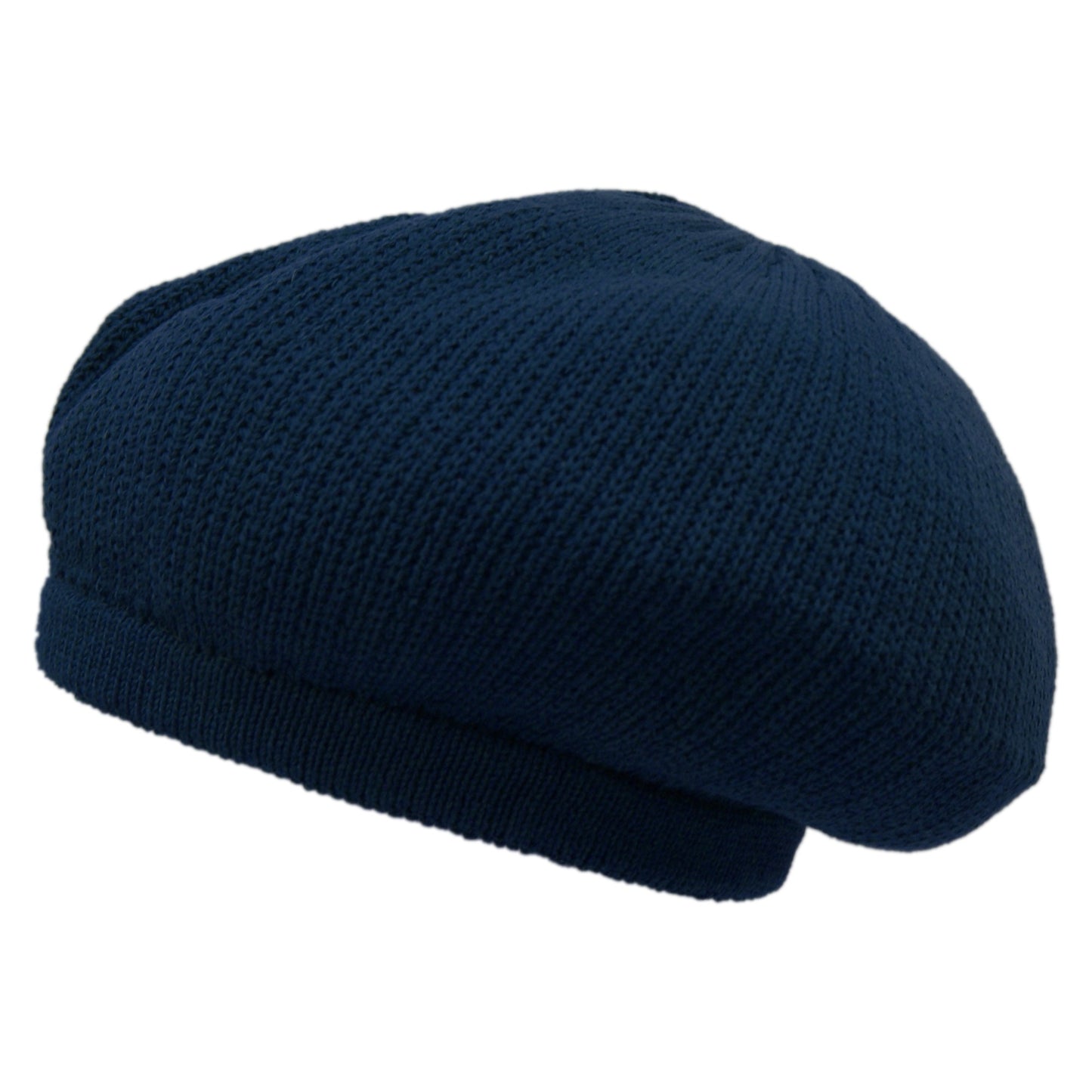 Shoe String King SSK Rasta Knit Tam Hat Dreadlock Cap (Large Round Solid Navy, Brimless)