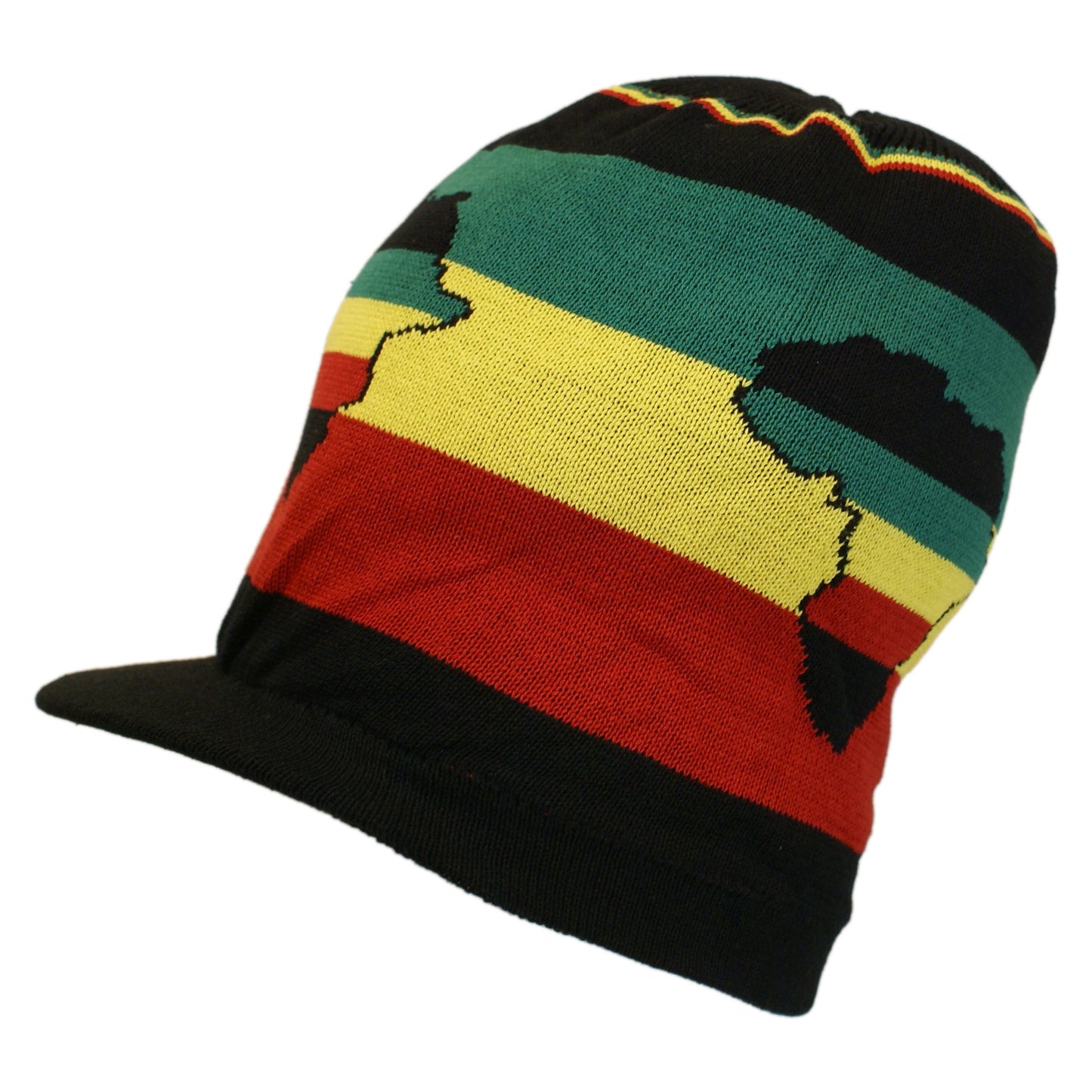 Shoe String King SSK Rasta Knit Tam Hat Dreadlock Cap (Medium Length Africa w/Brim)