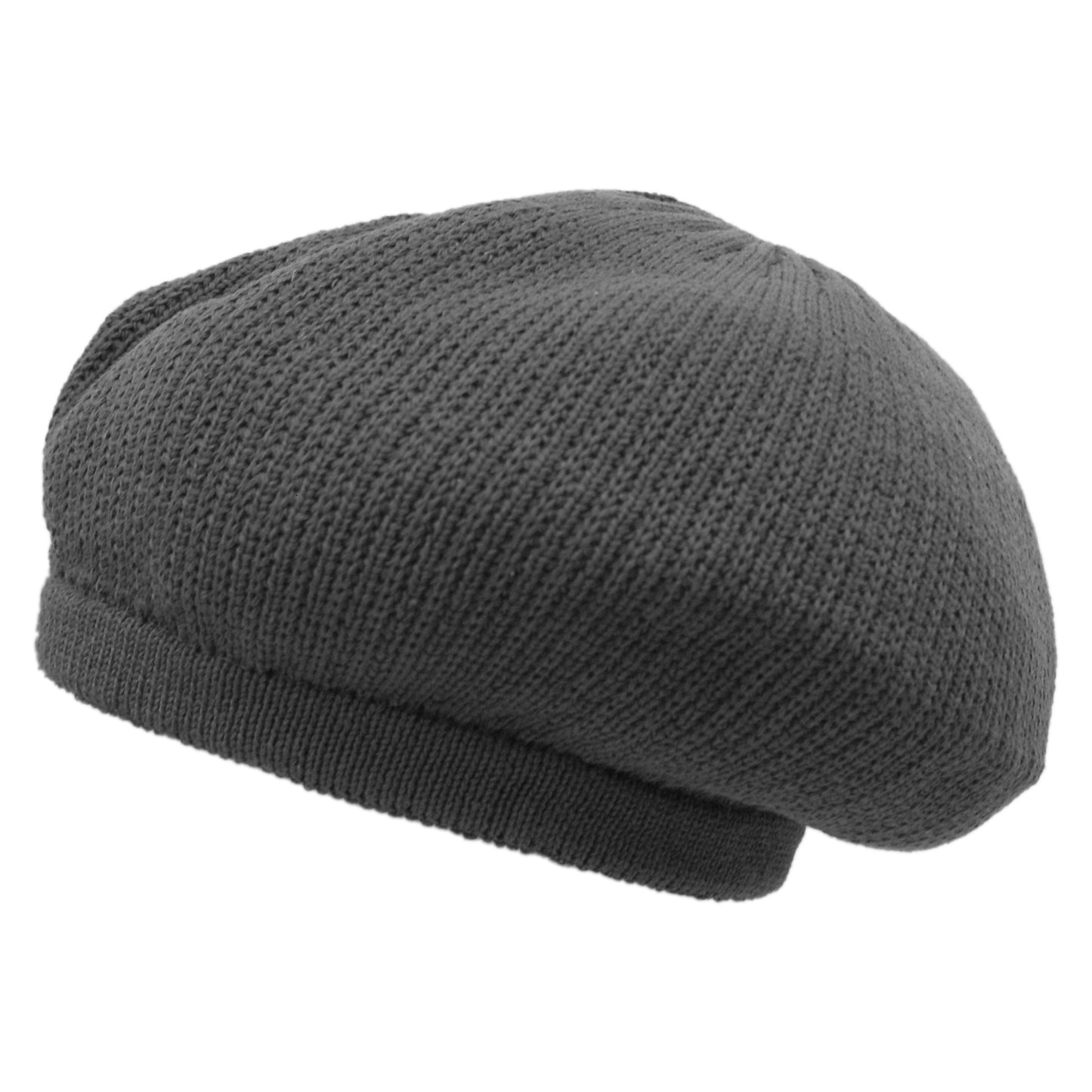 Shoe String King SSK Rasta Knit Tam Hat Dreadlock Cap (Large Round Solid Gray, Brimless)